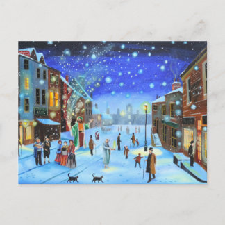 A Christmas Carol Scrooge Winter street scene Holi Holiday Postcard