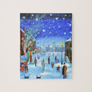A Christmas Carol Scrooge Winter street scene Jigsaw Puzzle