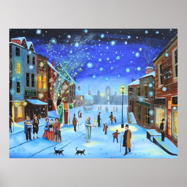 A Christmas Carol Scrooge Winter street scene Poster (Front)