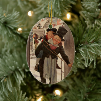 A Christmas Carol: Tim & Mr. Cratchit Ceramic Ornament