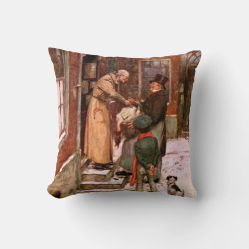 A Christmas Carol Turkey Delivery Throw Pillow
