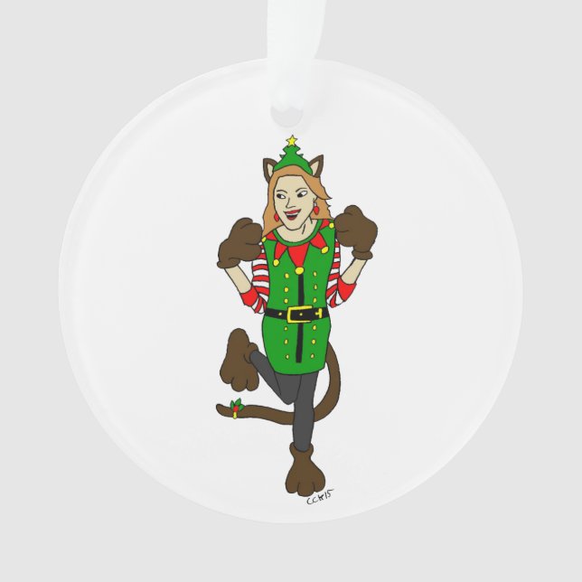 a Christmas catgirl       Ornament (Front)