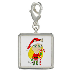 a Christmas chibi catgirl Charm