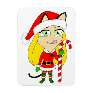 a Christmas chibi catgirl Magnet