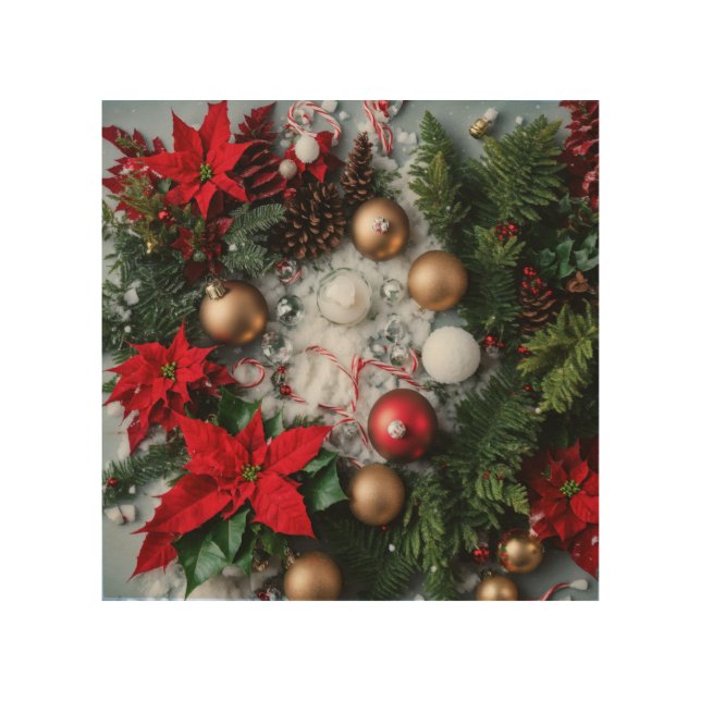 A Christmas Day Celebration Design Wood Wall Art (Front)
