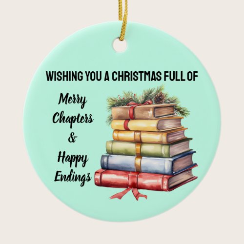 A Christmas full of books Ceramic Ornament