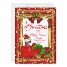 A Christmas Gift Girl Boy Baby Shower Red Gold AA