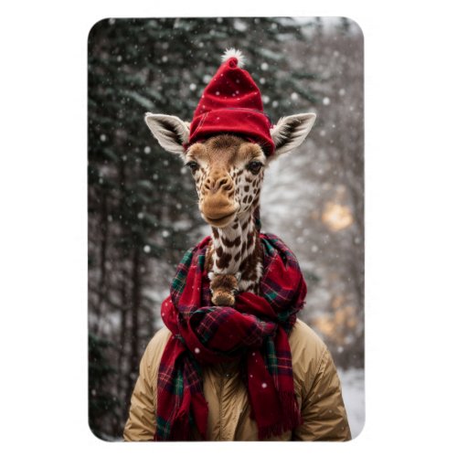 A Christmas Giraffe Magnet