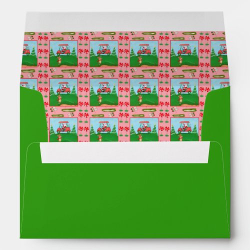 A Christmas Golf Outing With Santa And Reindeer   Envelope