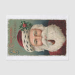 A Christmas Greeting from Santa - Holiday Tissue Paper<br><div class="desc">This brilliantly colored vintage illustration features a quirky Santa smoking his pipe,  with a sprig of holly in his red hat. The text reads: A Christmas Greeting. Perfect for your Christmas crafting and decoupage projects!</div>