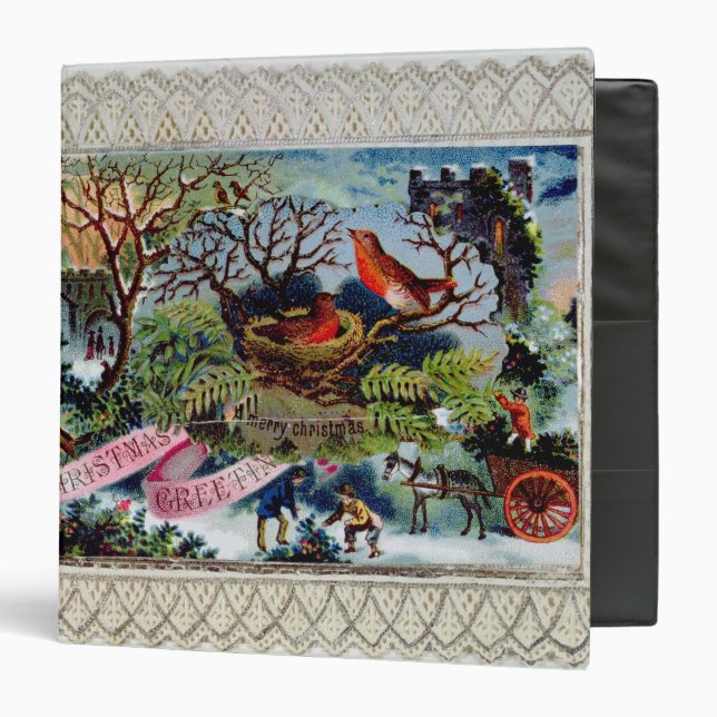A Christmas Greeting, Victorian postcard 3 Ring Binder (Front/Inside)
