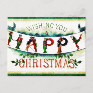 A christmas greeting with people found with variou holiday postcard