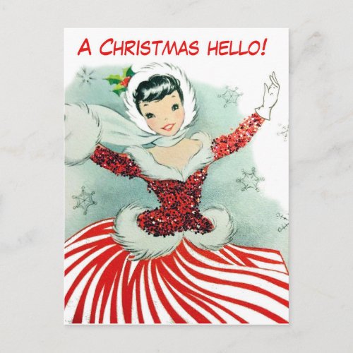 A Christmas hello from dancing ballerina Postcard