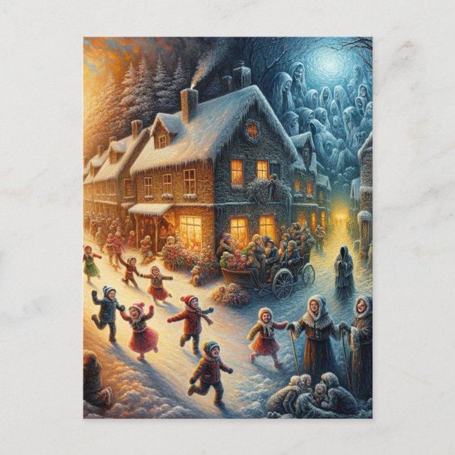 A Christmas Horror in Town Postcard (Front)