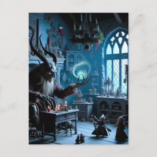 A Christmas Horror Krampus AI Generated Art Postcard