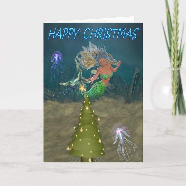 A christmas mermaid holiday card (Front)