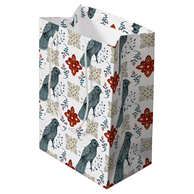 A Christmas Nordic Tile Series Design 1  Medium Gift Bag (Back Angled)