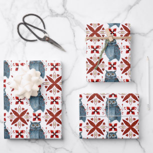 A Christmas Nordic Tile Series Design 2 Wrapping Paper Sheets