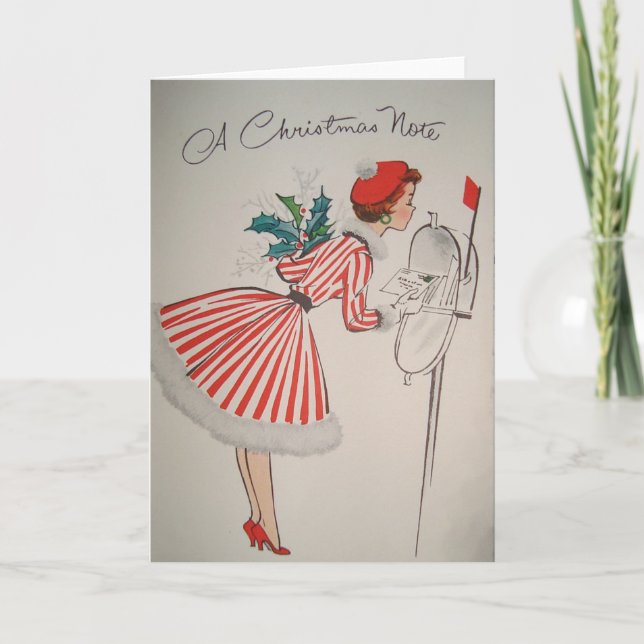 A Christmas Note Vintage Retro Greeting Card (Front)