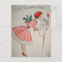 A Christmas Note Vintage Retro Postcard