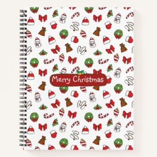 A Christmas notebook with a white background