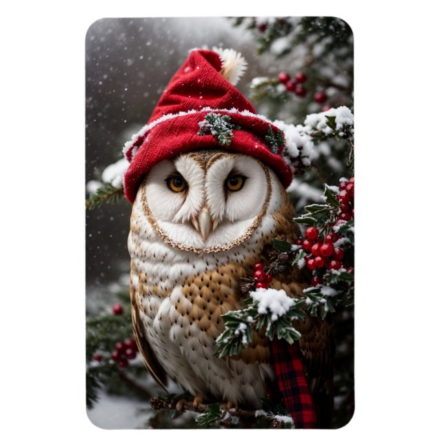 A Christmas Owl Magnet (Vertical)