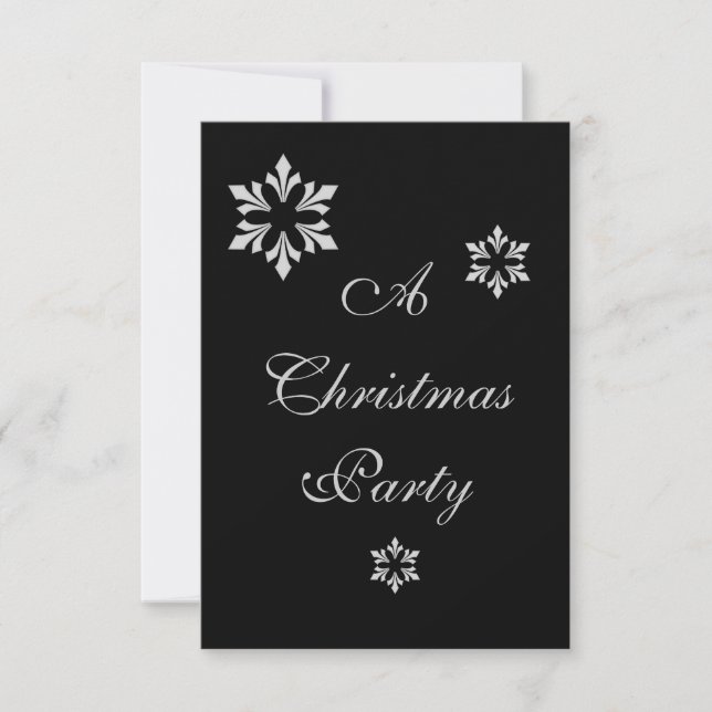 "A Christmas Party" - Winter Gray Snowflakes [a] Invitation (Front)