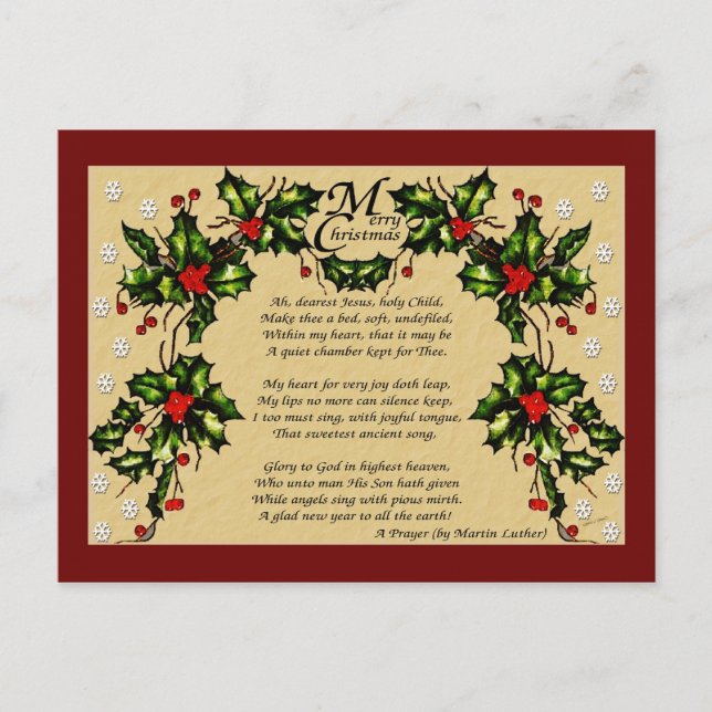 A Christmas Prayer Holiday Postcard (Front)