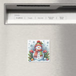 A Christmas Snowman on a Cold and Snowy Magnet<br><div class="desc">Make Memories With Your Family This Christmas</div>