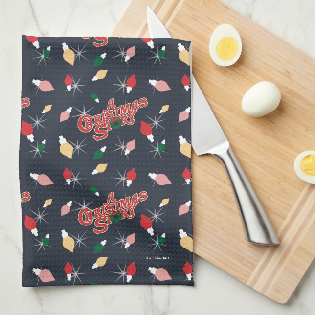 A Christmas Story | Christmas Lights Pattern Kitchen Towel (Quarter Fold)