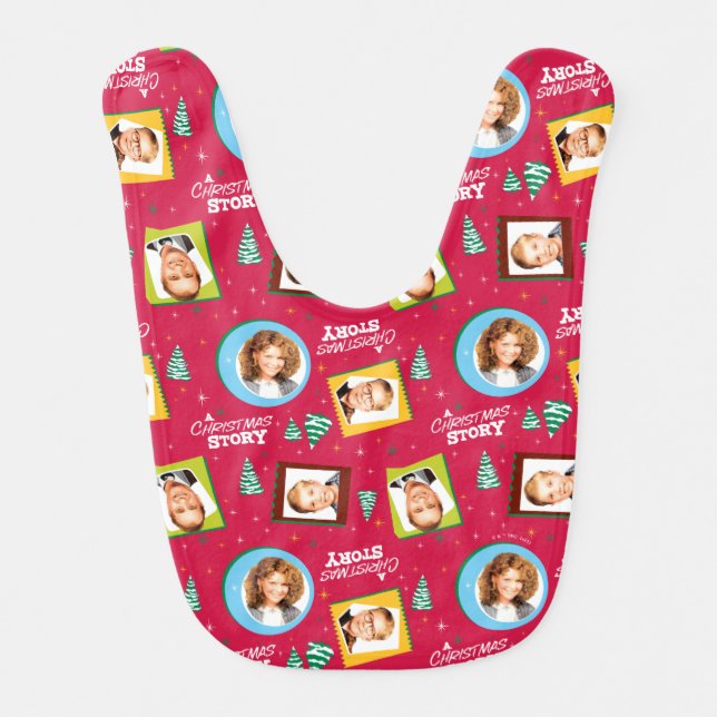 A Christmas Story | Family Photos Pattern Baby Bib (Front)