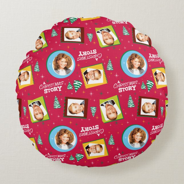 A Christmas Story | Family Photos Pattern Round Pillow (Front)