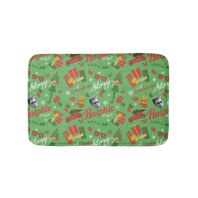 A Christmas Story Green Icon Pattern Bath Mat (Front)