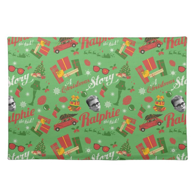 A Christmas Story Green Icon Pattern Cloth Placemat (Front)