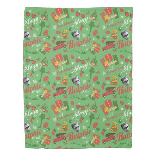 A Christmas Story Green Icon Pattern Duvet Cover