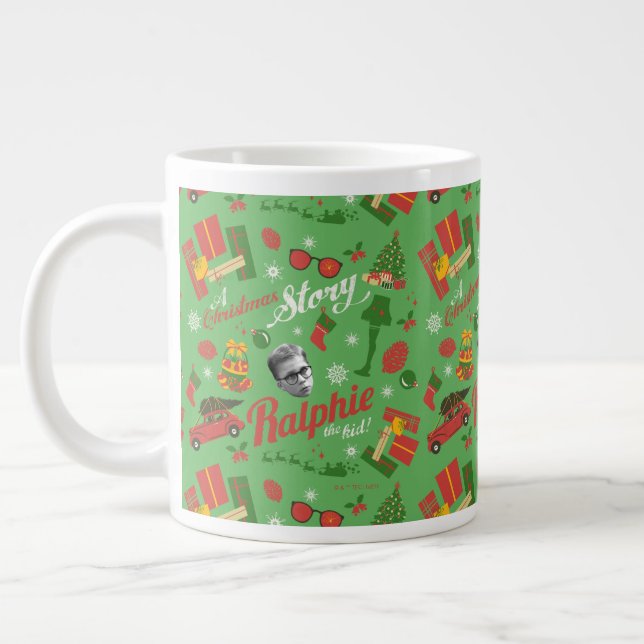 A Christmas Story Green Icon Pattern Giant Coffee Mug (Left)
