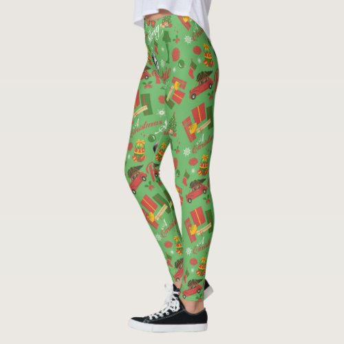 A Christmas Story Green Icon Pattern Leggings