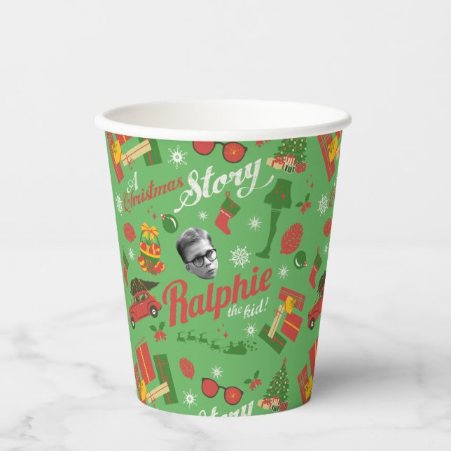 A Christmas Story Green Icon Pattern Paper Cups (Front)
