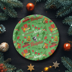 A Christmas Story Green Icon Pattern Paper Plates