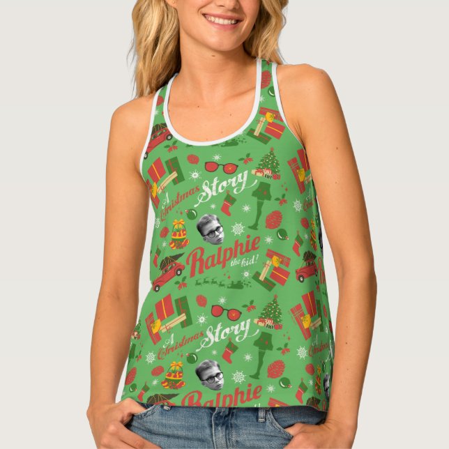 A Christmas Story Green Icon Pattern Tank Top (Front)