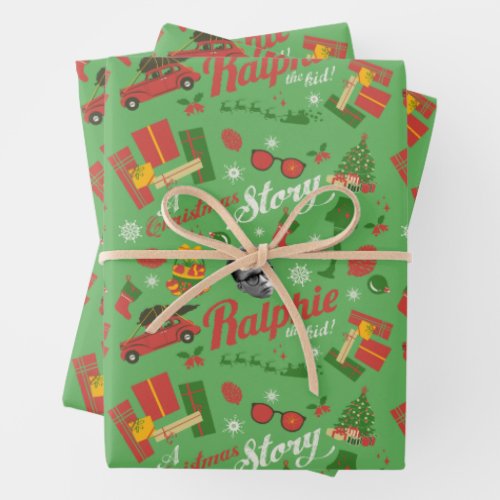 A Christmas Story Green Icon Pattern Wrapping Paper Sheets