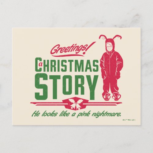 A Christmas Story  He Looks Like a Pink Nightmare Holiday Postcard