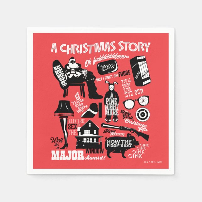 A Christmas Story Icons Graphic Napkins (Front)