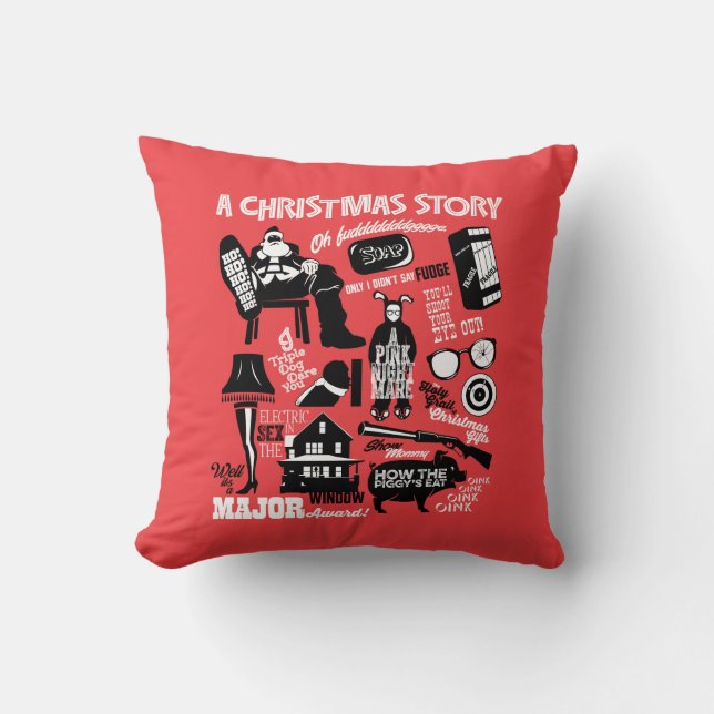 A Christmas Story Icons Graphic Throw Pillow (Front)