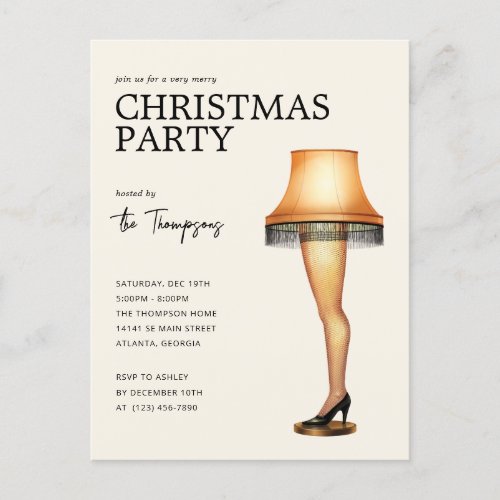 A Christmas Story Leg Lamp  Christmas Party  Holiday Postcard