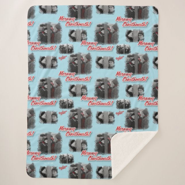 A Christmas Story | Merry Chwithmuth Pattern Sherpa Blanket (Front)