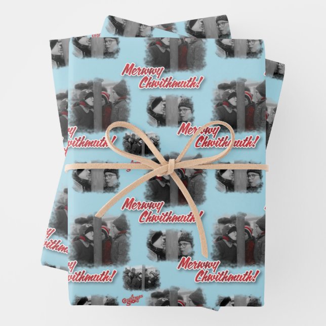A Christmas Story | Merry Chwithmuth Pattern Wrapping Paper Sheets (In situ)