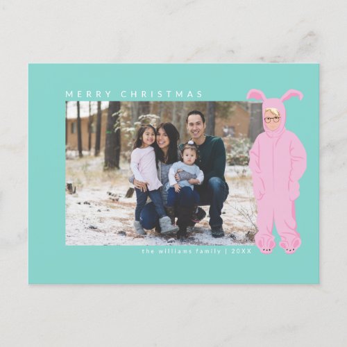 A Christmas Story  Ralphie Bunny Suit _ Photo Holiday Postcard