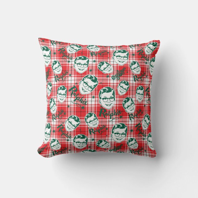 A Christmas Story | Ralphie Plaid Pattern Throw Pillow (Front)