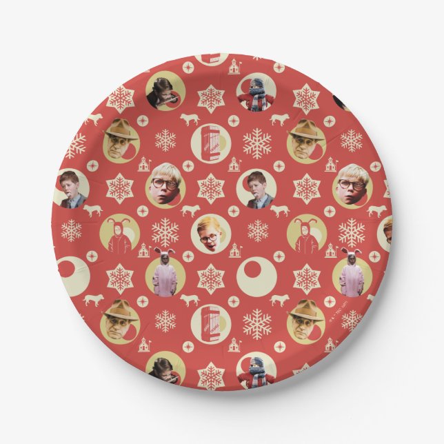 A Christmas Story Retro Snowflake Pattern Paper Plates (Front)